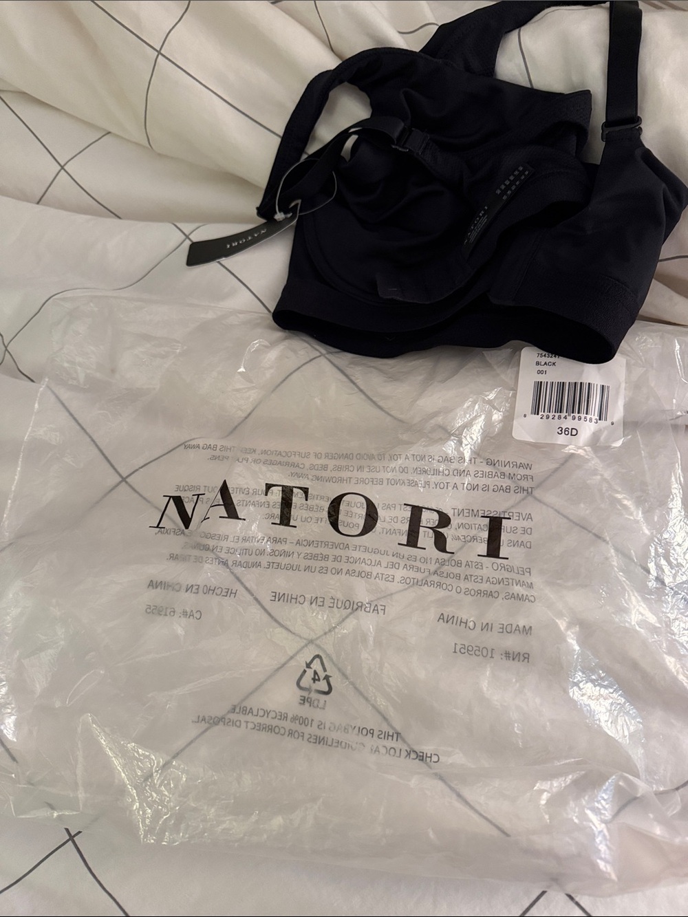 Nature Recharge Black Underwire Smooth Support Bra 36D - Picture 5 of 6